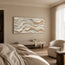 Sculptural Cream Wall Art – Organic Wave Impasto Painting with Amber Veins, Extra-Wide Horizontal Canvas for Living Room & Entryway #VKQLU69U