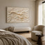 Cream & Gold Textured Wall Art – Flowing Wave Impasto Painting with Warm Veins, Horizontal Canvas for Living Room & Dining Room #STTK0A3I