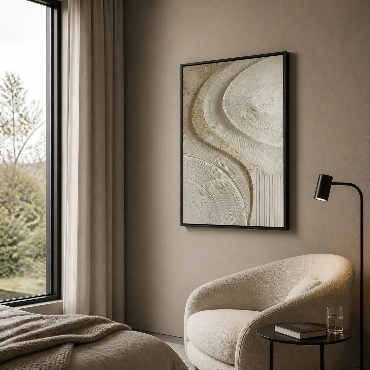 Cream Textured Wall Art for Living Room, Beige Wabi Sabi Abstract Painting #9M29OAYD