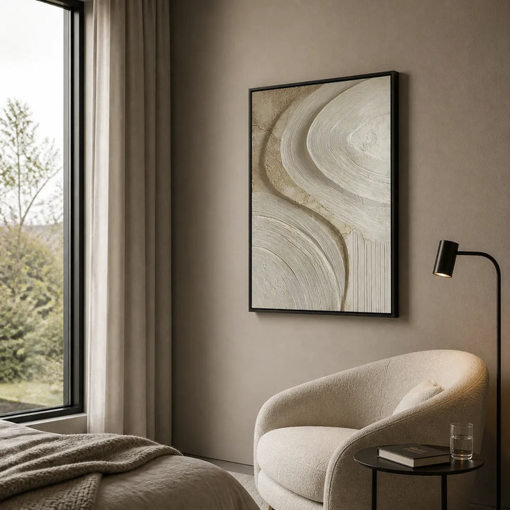 Cream Textured Wall Art for Living Room, Beige Wabi Sabi Abstract Painting #9M29OAYD