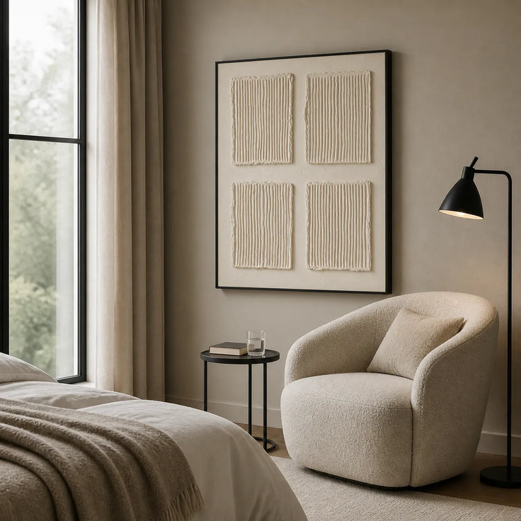 Warm Cream Minimalist Geometric Textured Wall Art for Living Room #AAPCEVVI