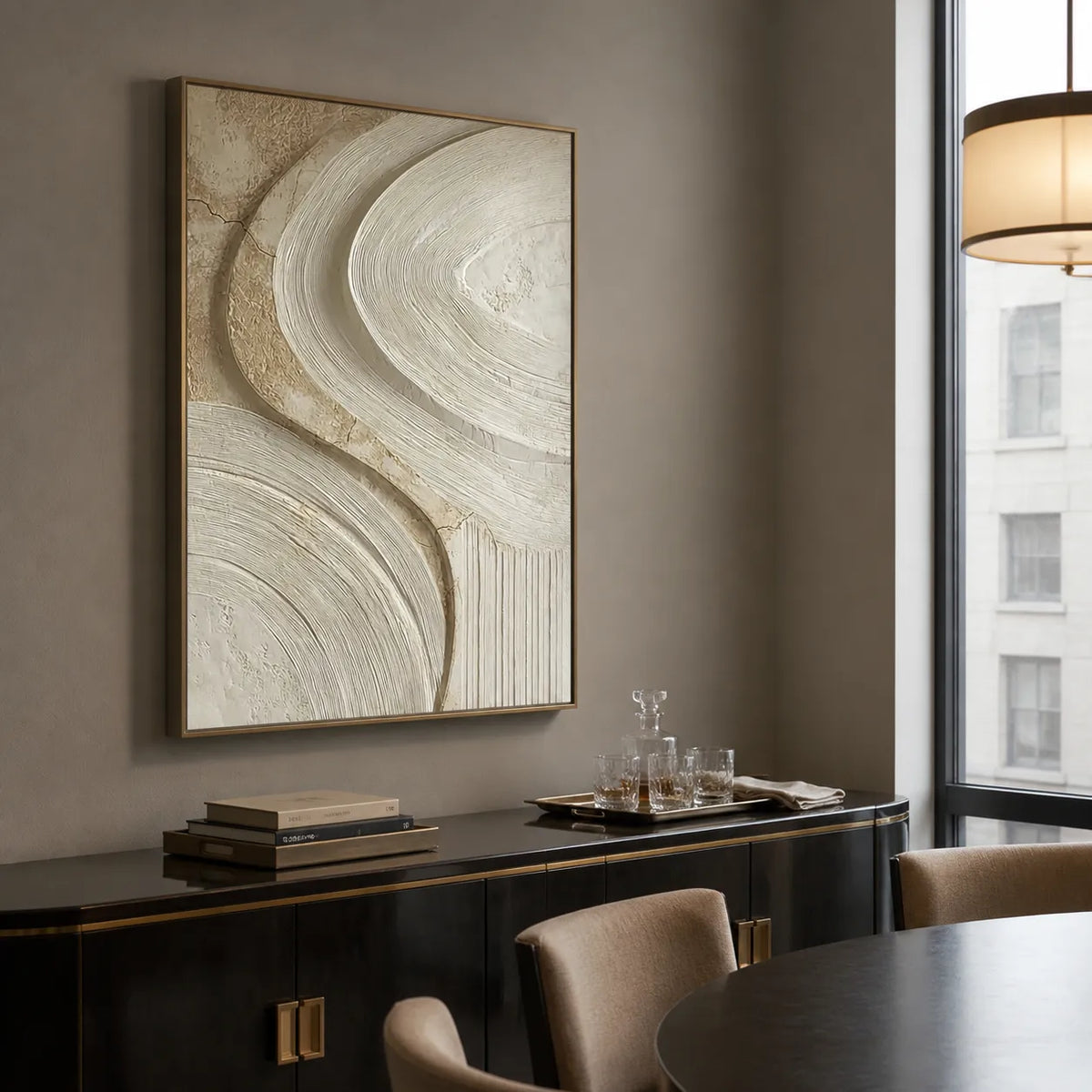 Cream Textured Wall Art for Living Room, Beige Wabi Sabi Abstract Painting #9M29OAYD