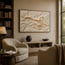 Cream & Gold Textured Wall Art – Flowing Wave Impasto Painting with Warm Veins, Horizontal Canvas for Living Room & Dining Room #STTK0A3I