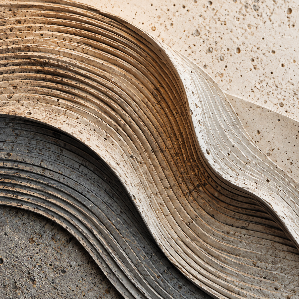 Warm Neutral Textured Wall Art for Living Room, Layered Abstract Waves and Spheres #H7OMN2PB