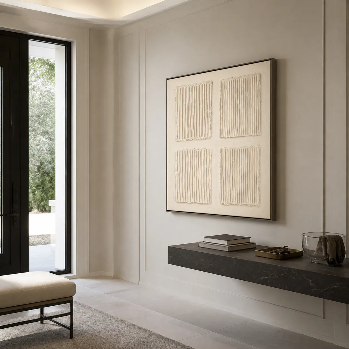 Warm Cream Minimalist Geometric Textured Wall Art for Living Room #AAPCEVVI