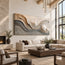 Warm Neutral Textured Wall Art for Living Room, Layered Abstract Waves and Spheres #H7OMN2PB