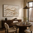 Cream & Gold Textured Wall Art – Flowing Wave Impasto Painting with Warm Veins, Horizontal Canvas for Living Room & Dining Room #STTK0A3I