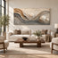 Warm Neutral Textured Wall Art for Living Room, Layered Abstract Waves and Spheres #H7OMN2PB