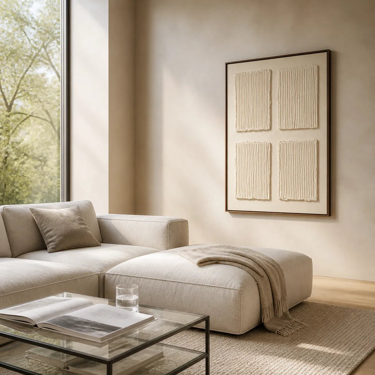 Warm Cream Minimalist Geometric Textured Wall Art for Living Room #AAPCEVVI