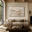 Cream & Gold Textured Wall Art – Flowing Wave Impasto Painting with Warm Veins, Horizontal Canvas for Living Room & Dining Room #STTK0A3I