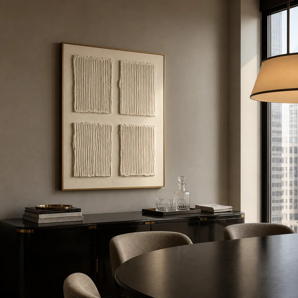 Warm Cream Minimalist Geometric Textured Wall Art for Living Room #AAPCEVVI