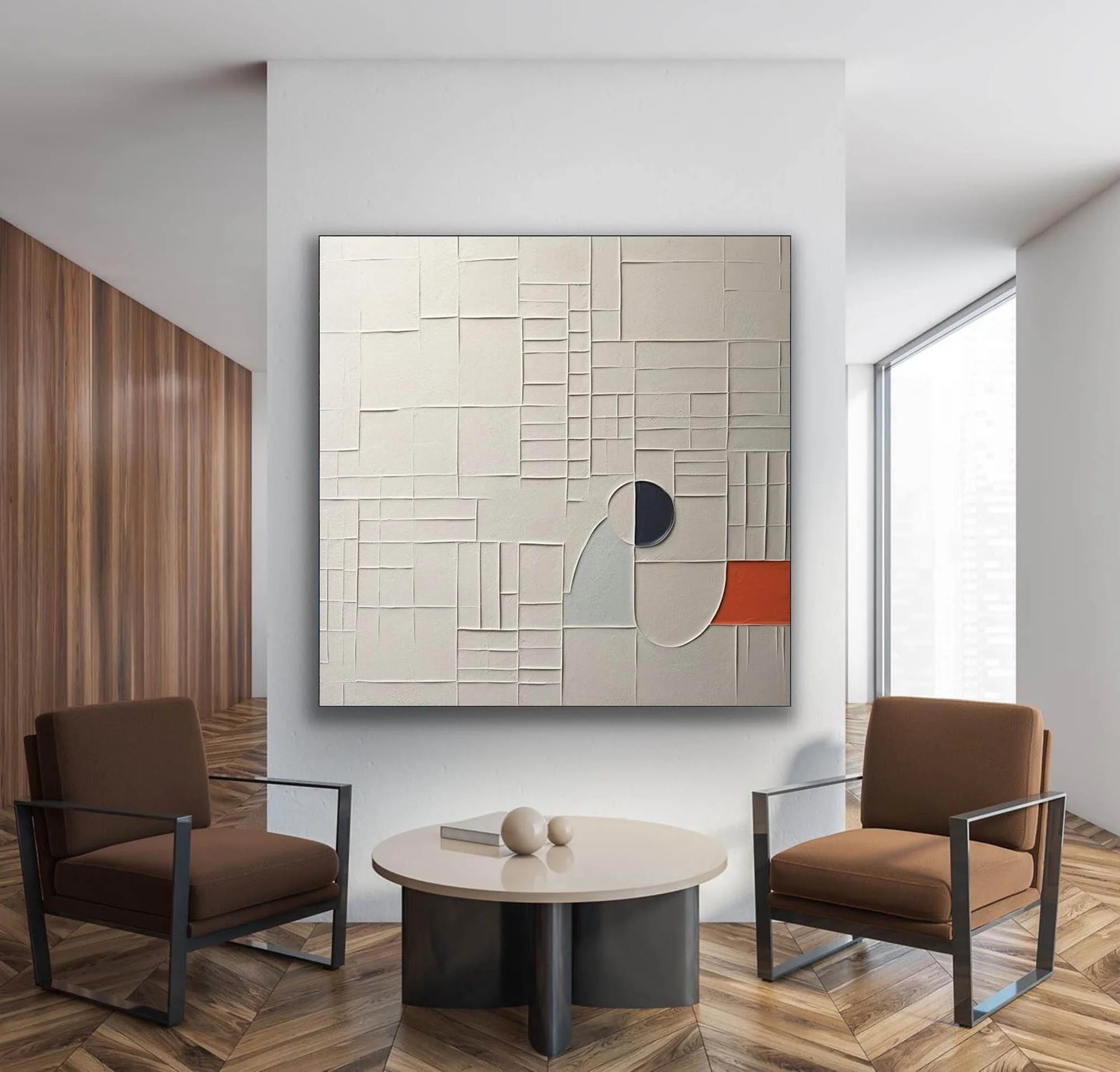Modern Abstract Geometric Textured Oil Painting #JM89