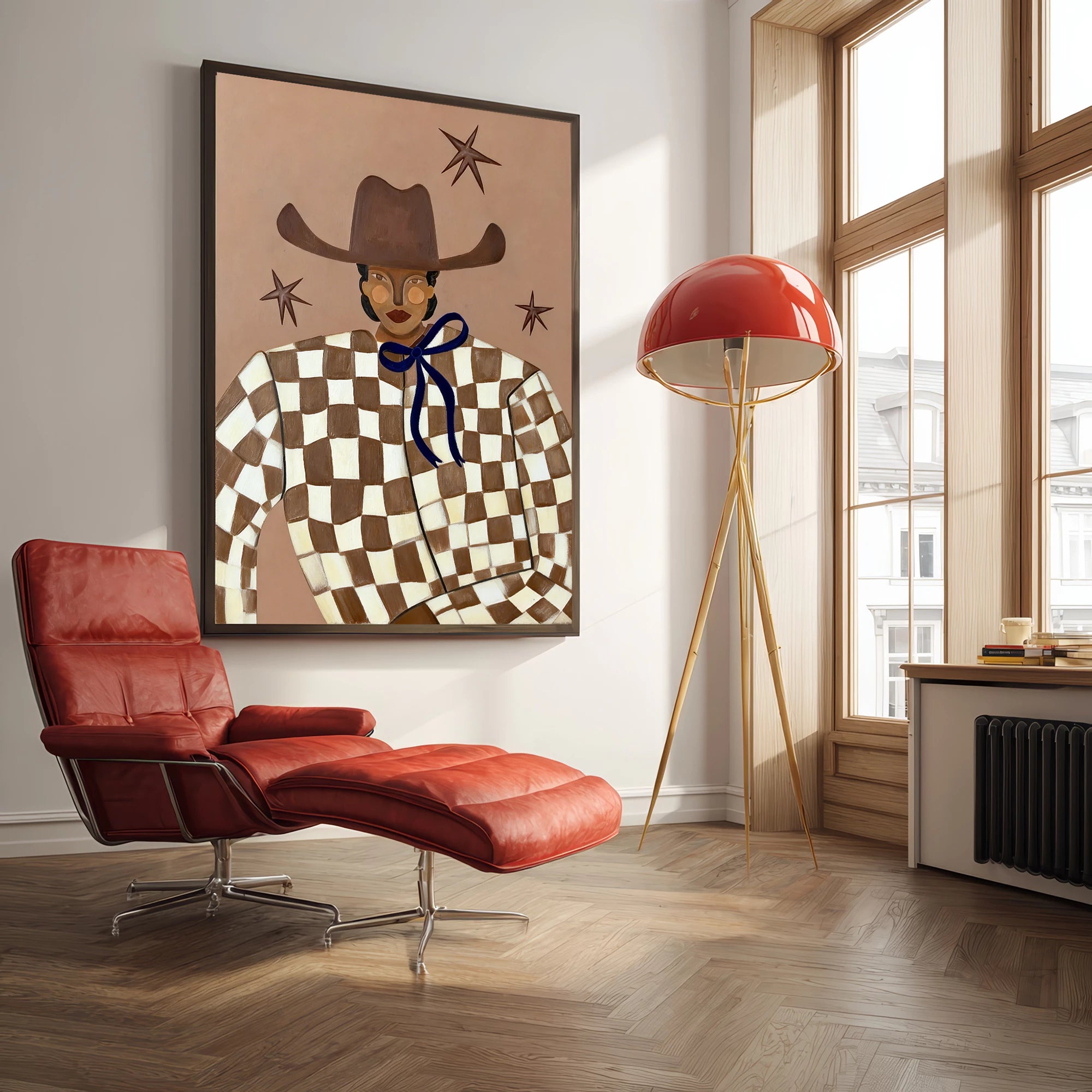 Boho Checkered Cowgirl Wall Art #AB567
