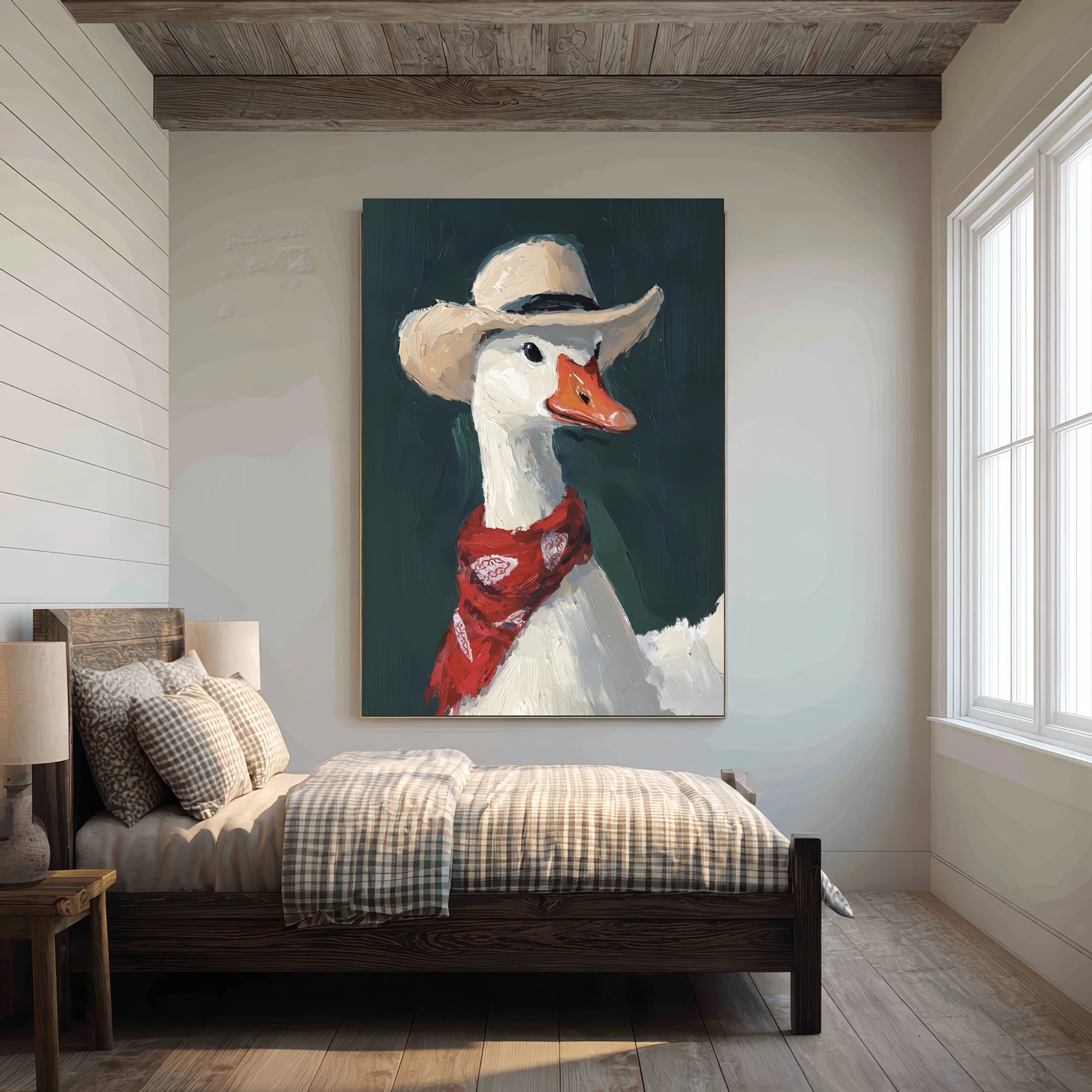 Hand-Painted Cowboy Duck Oil Painting #AM123