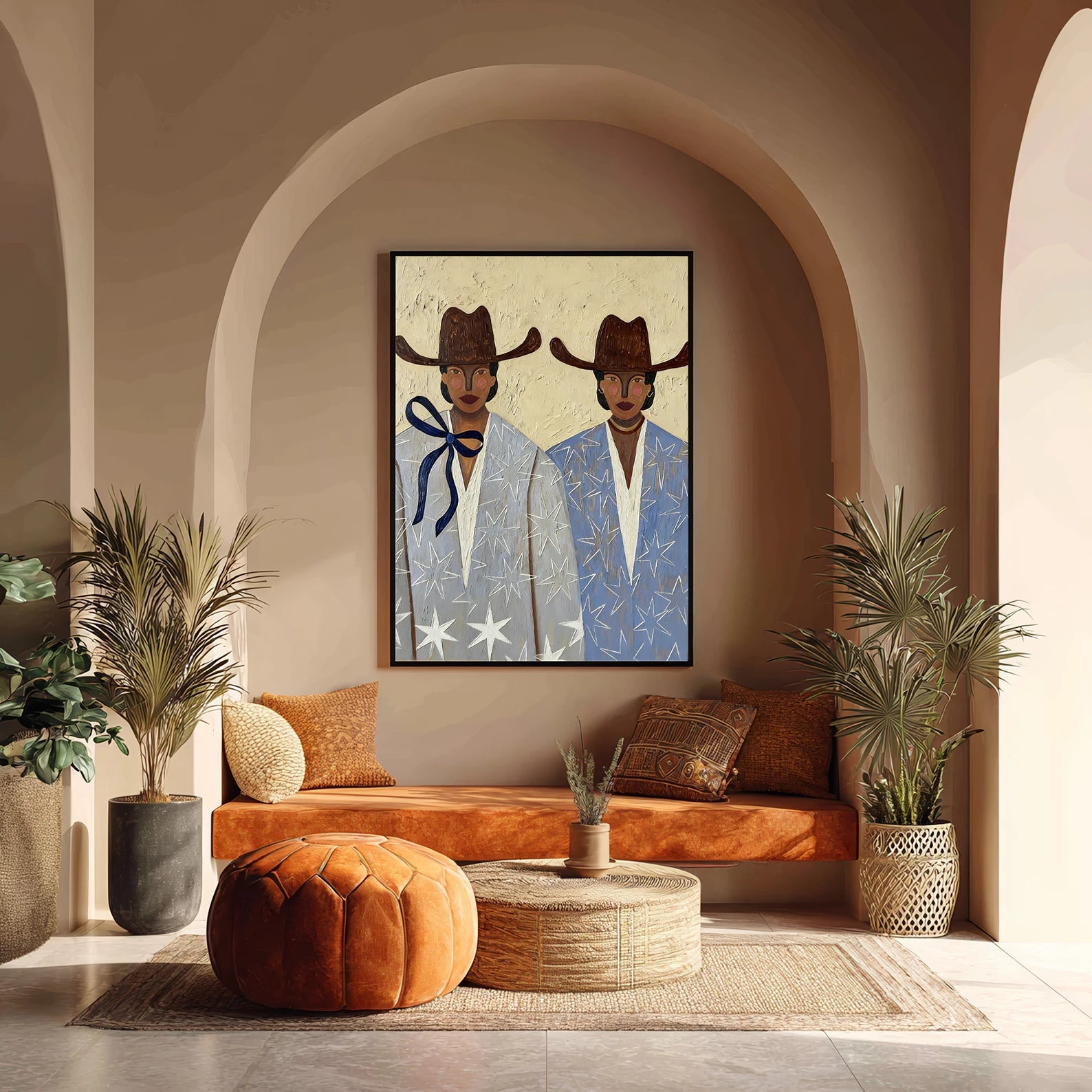 Boho Star Cowgirls Portrait Wall Art #AB569