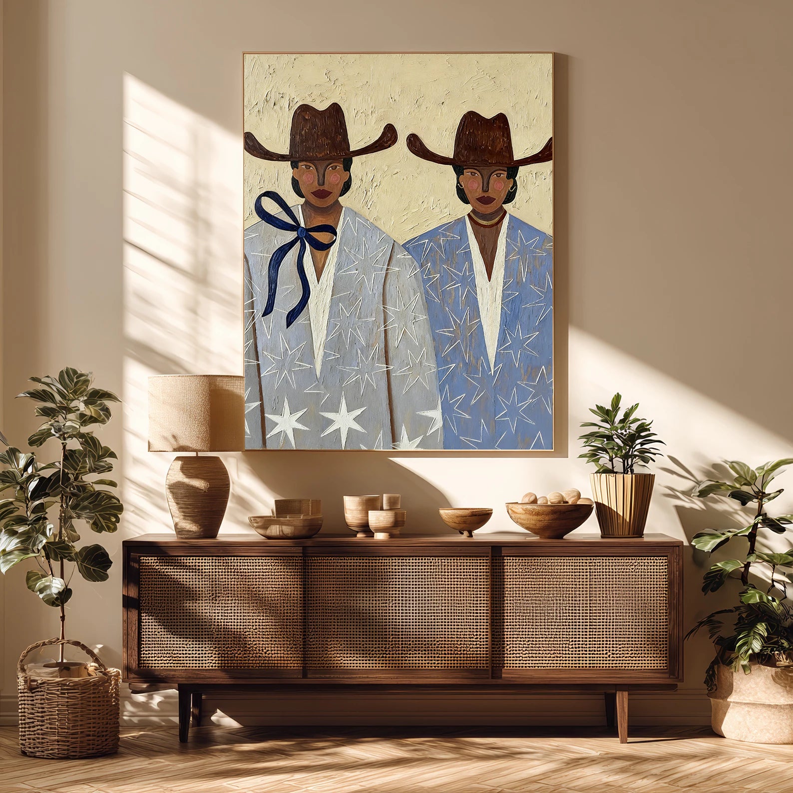 Boho Star Cowgirls Portrait Wall Art #AB569