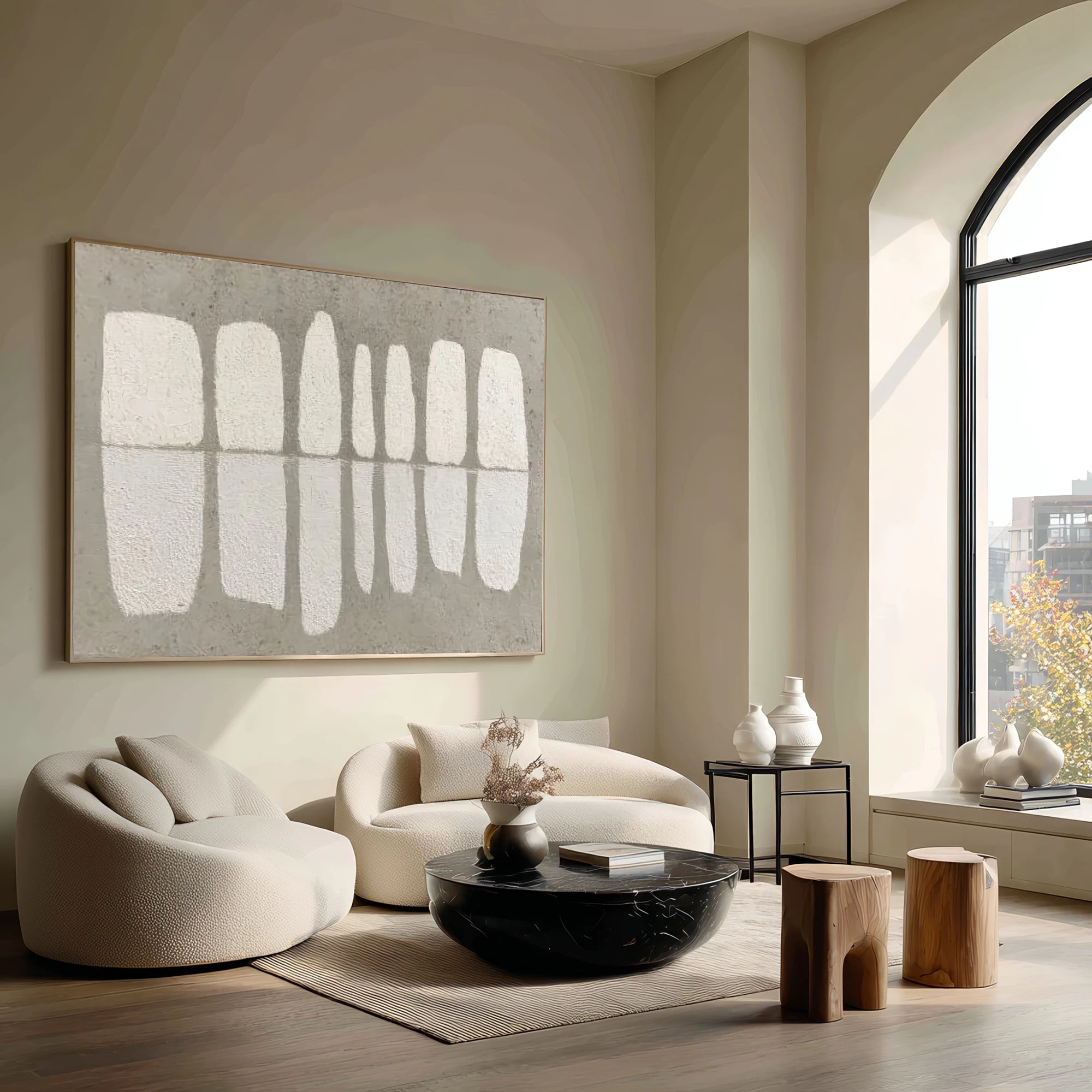 Wabi-Sabi Grey Off-white Minimalist Wall Art #WA65