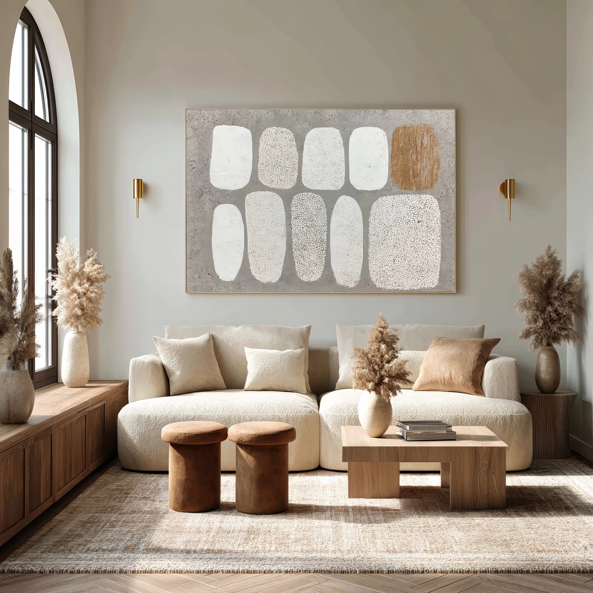 Gray & White Minimalist Impasto Canvas Art #WA66