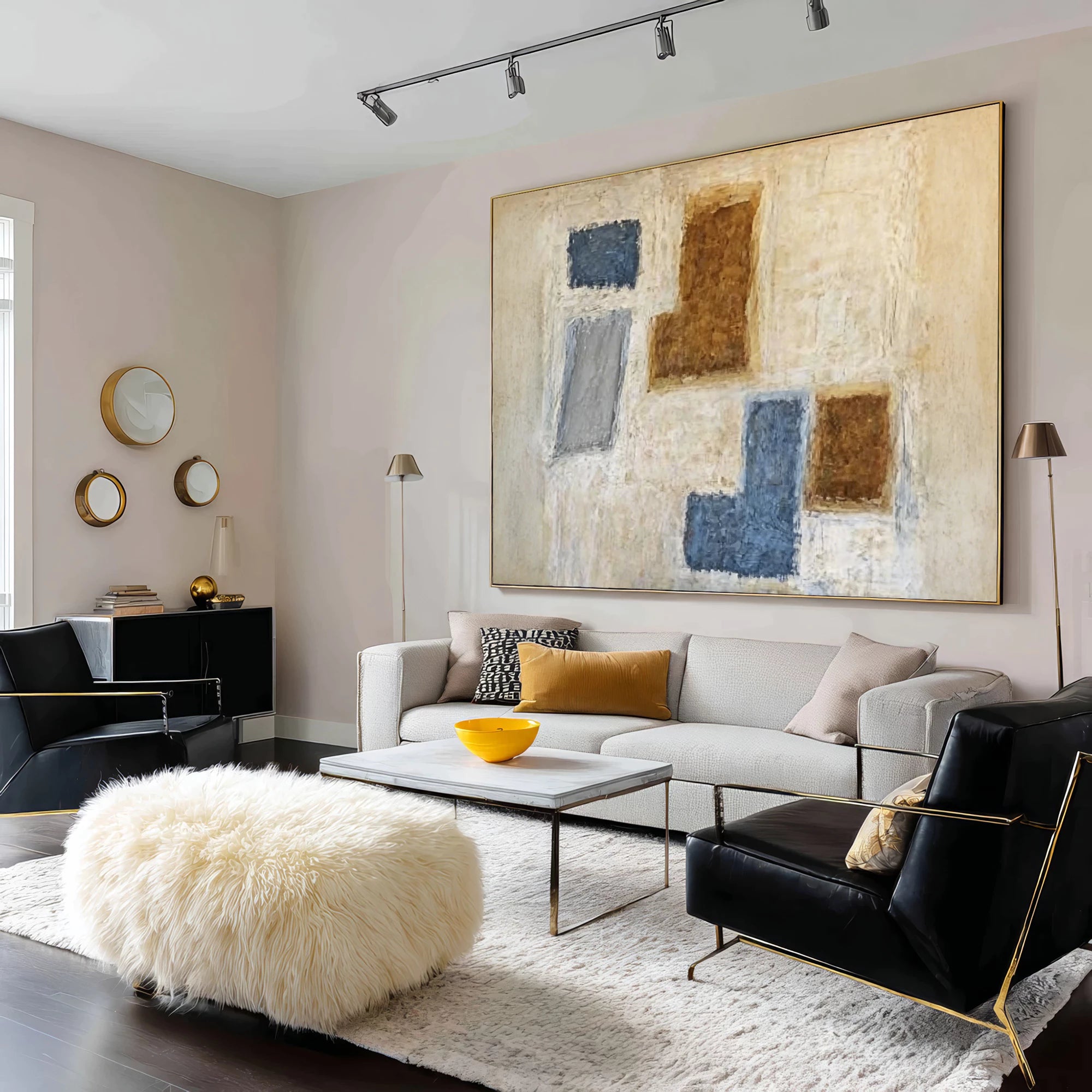 Wabi-Sabi Color Block Textured Oil Painting #WA64