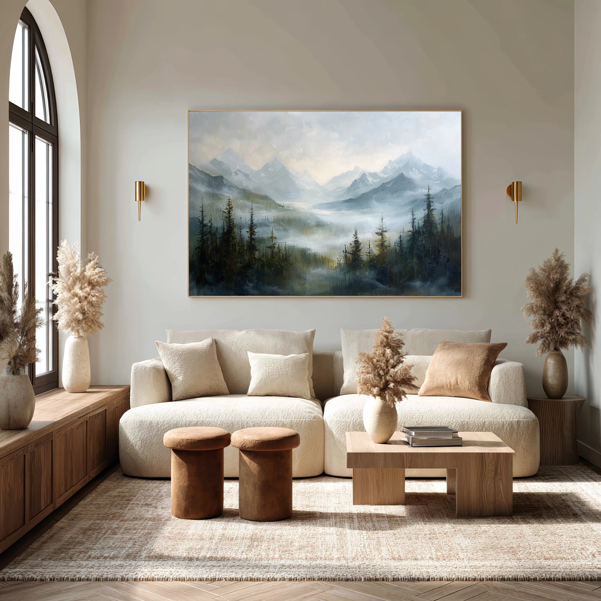 Misty Mountain Landscape Oil Painting #FT65