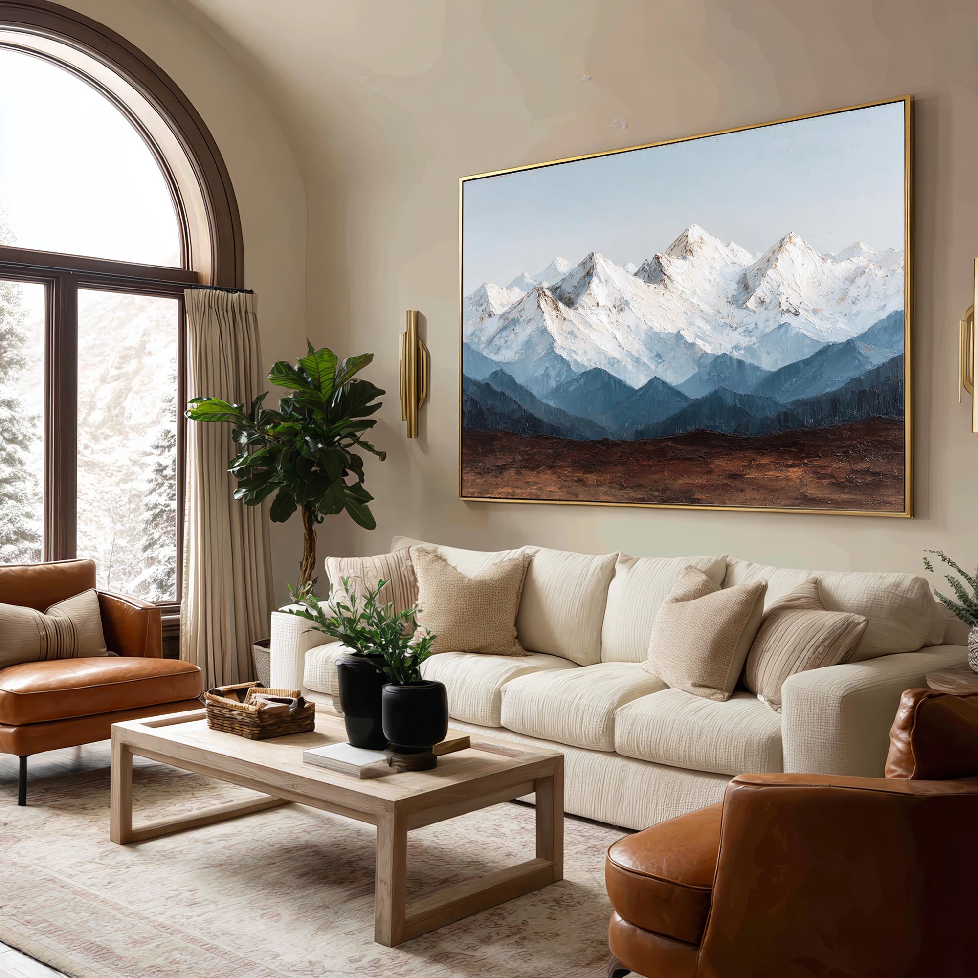 Minimalist Mountain Range Canvas Art #FT66