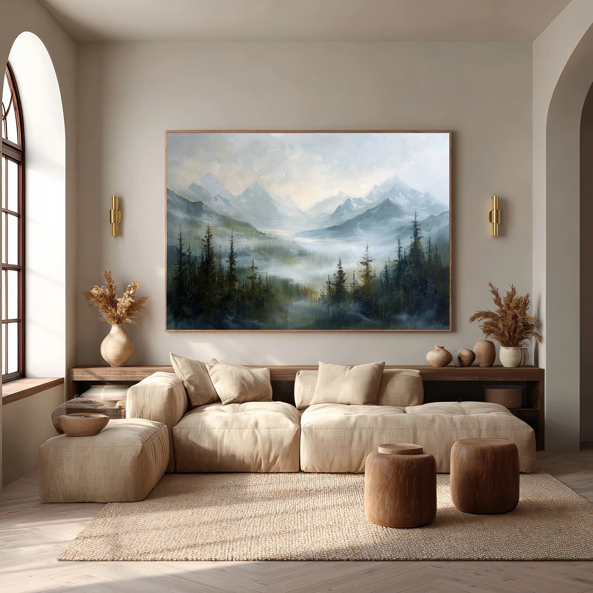 Misty Mountain Landscape Oil Painting #FT65
