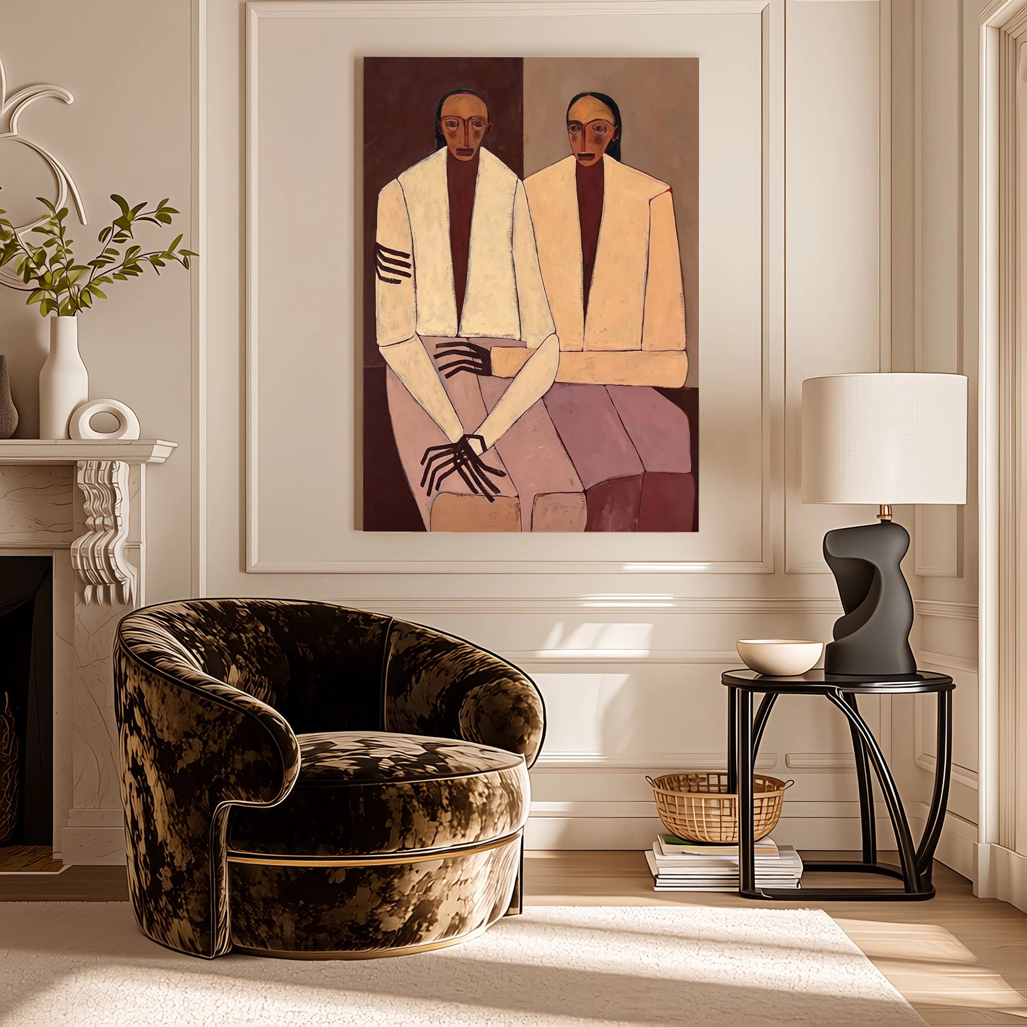Expressionist Two Figures Oil Painting #AB315