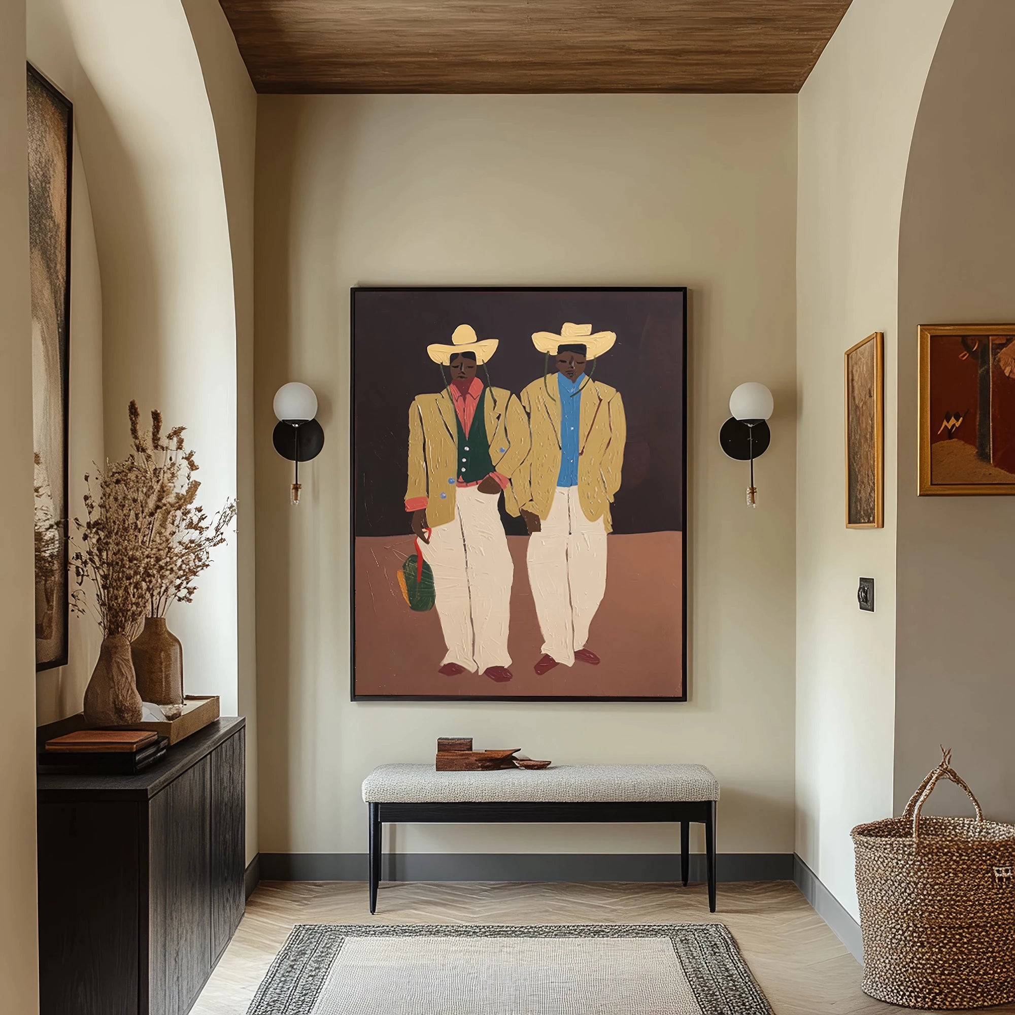 Stylish Cowboy Duo Western Modern Canvas Wall Art #AB552