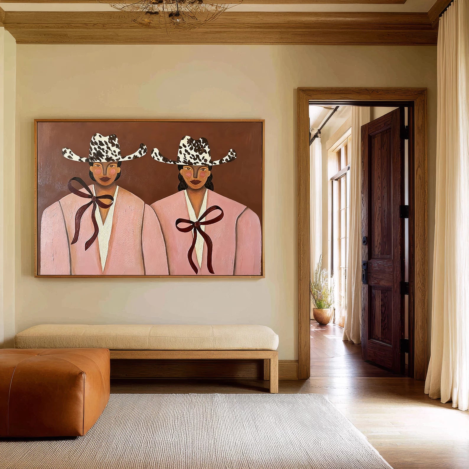 Pink Cowgirls Portrait Wall Art Print #AB614