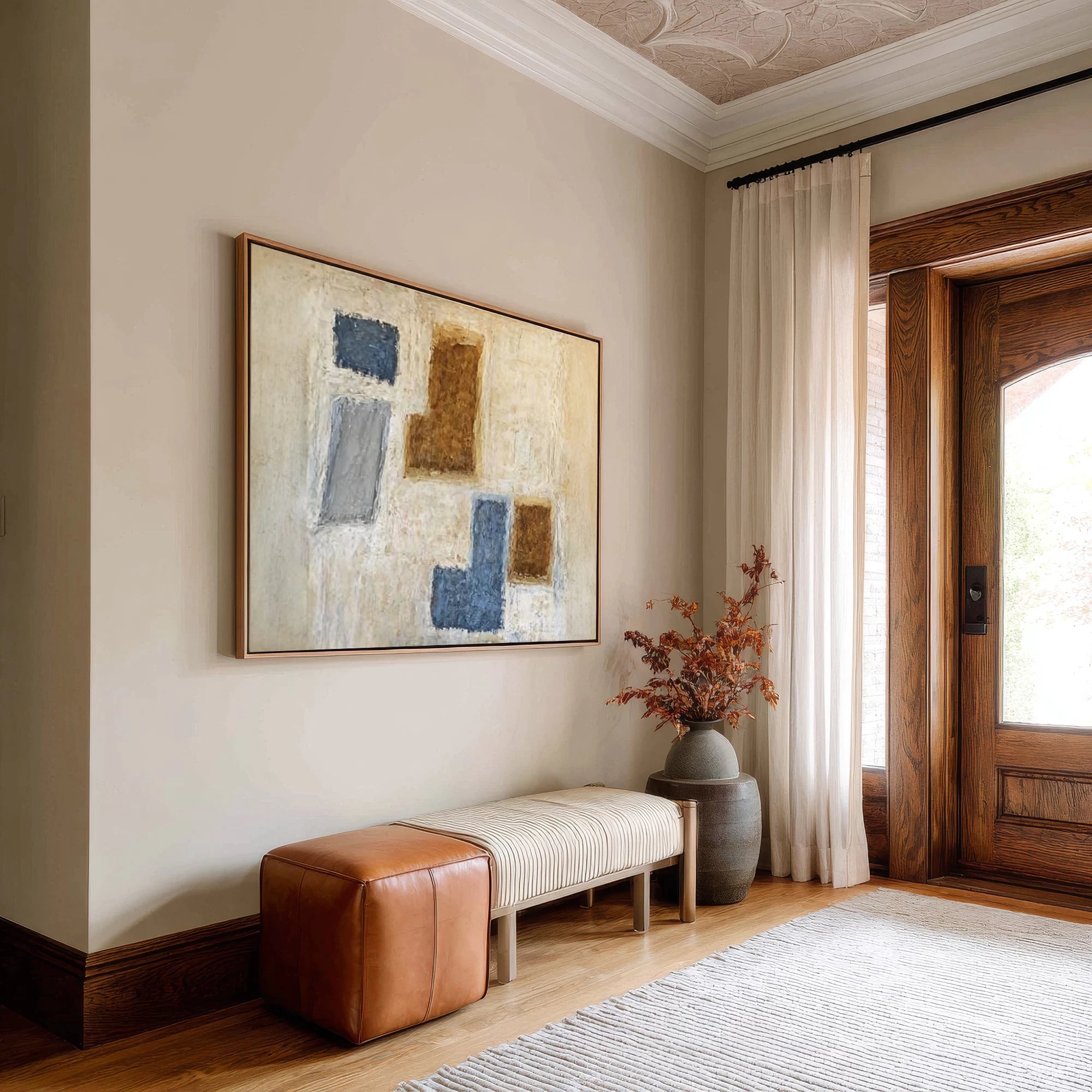 Wabi-Sabi Color Block Textured Oil Painting #WA64