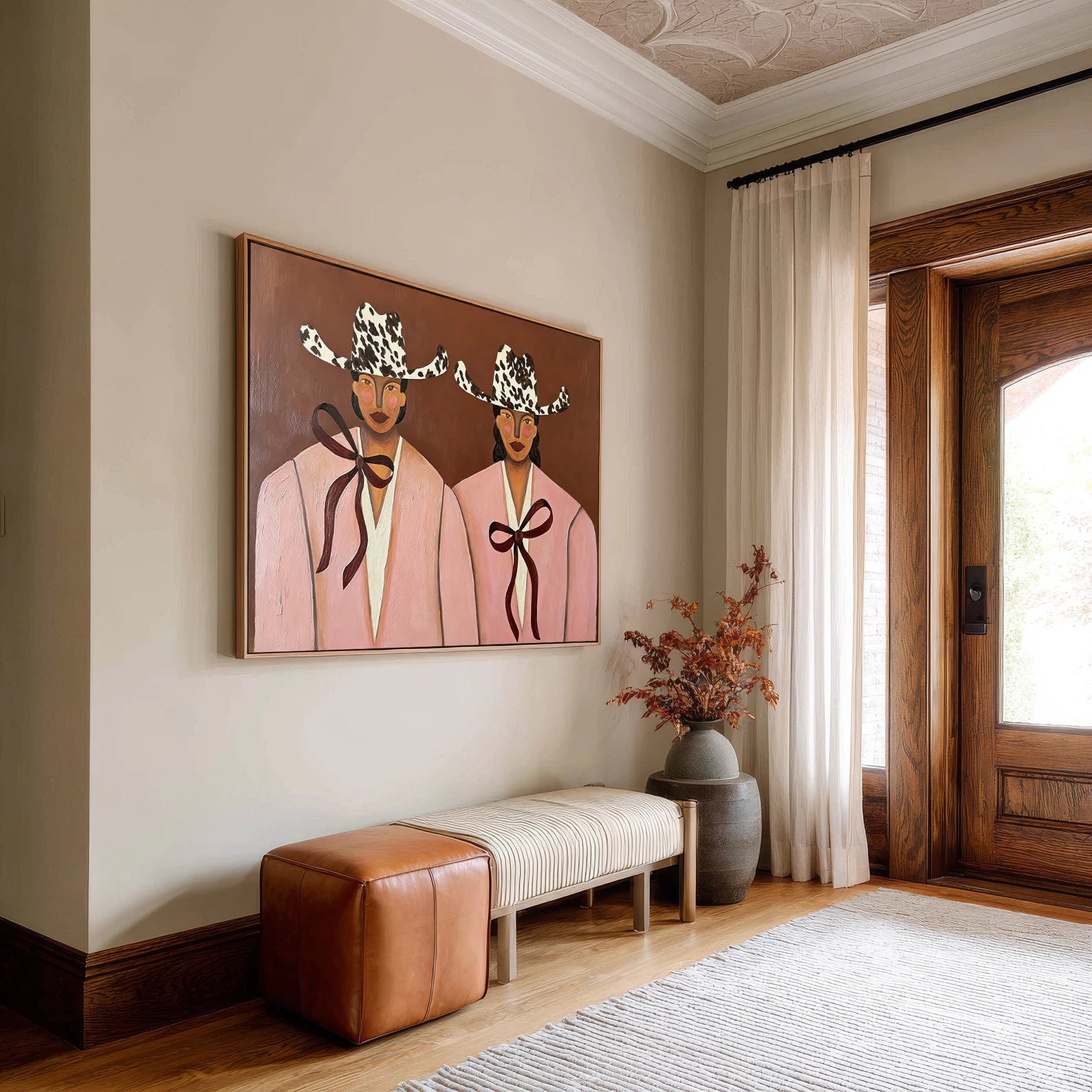 Pink Cowgirls Portrait Wall Art Print #AB614