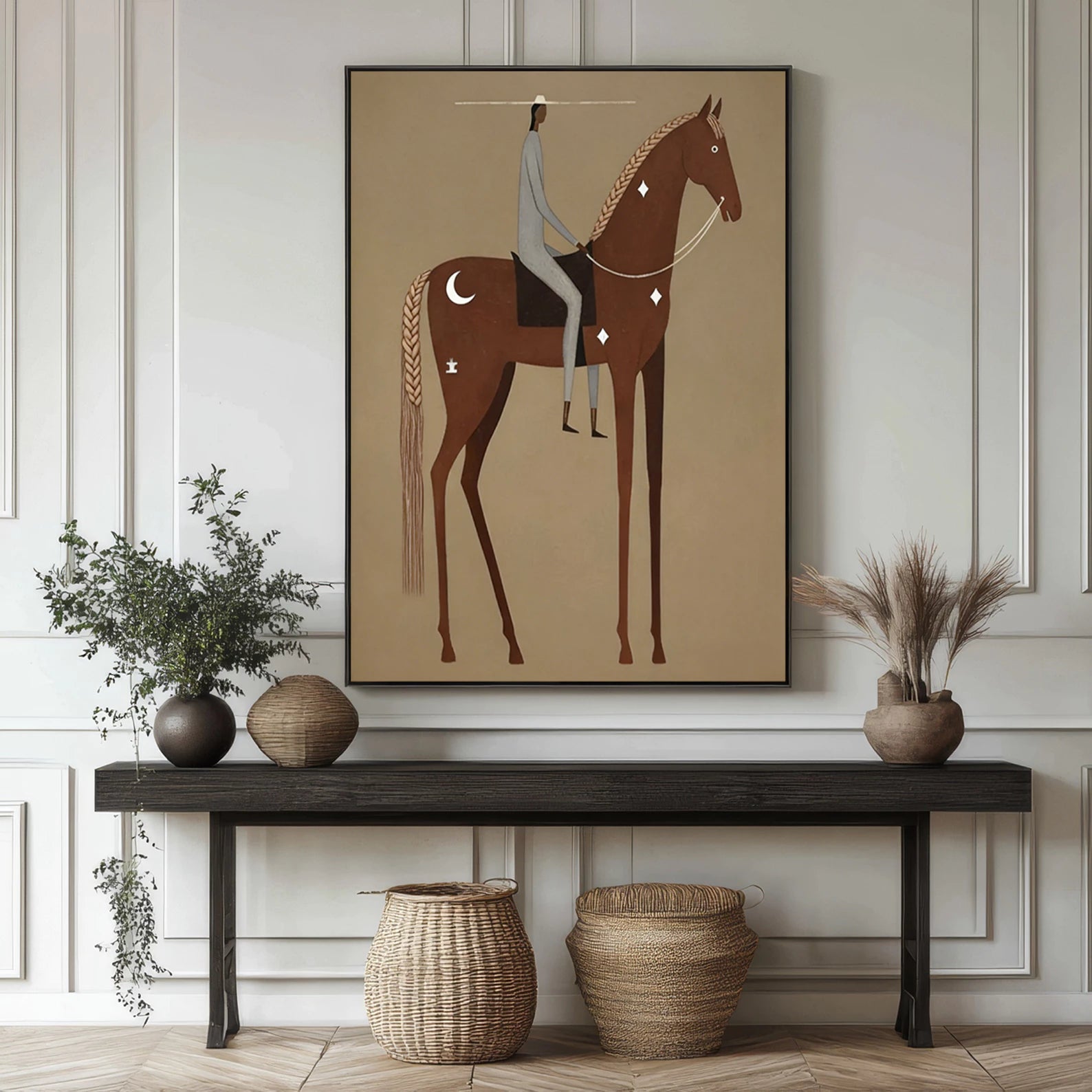Minimalist Equestrian Rider Wall Art #AB557