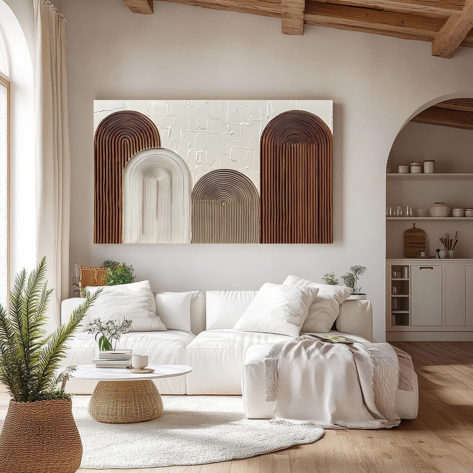 Brown & White Minimalist Geometric Oil Painting #JM80
