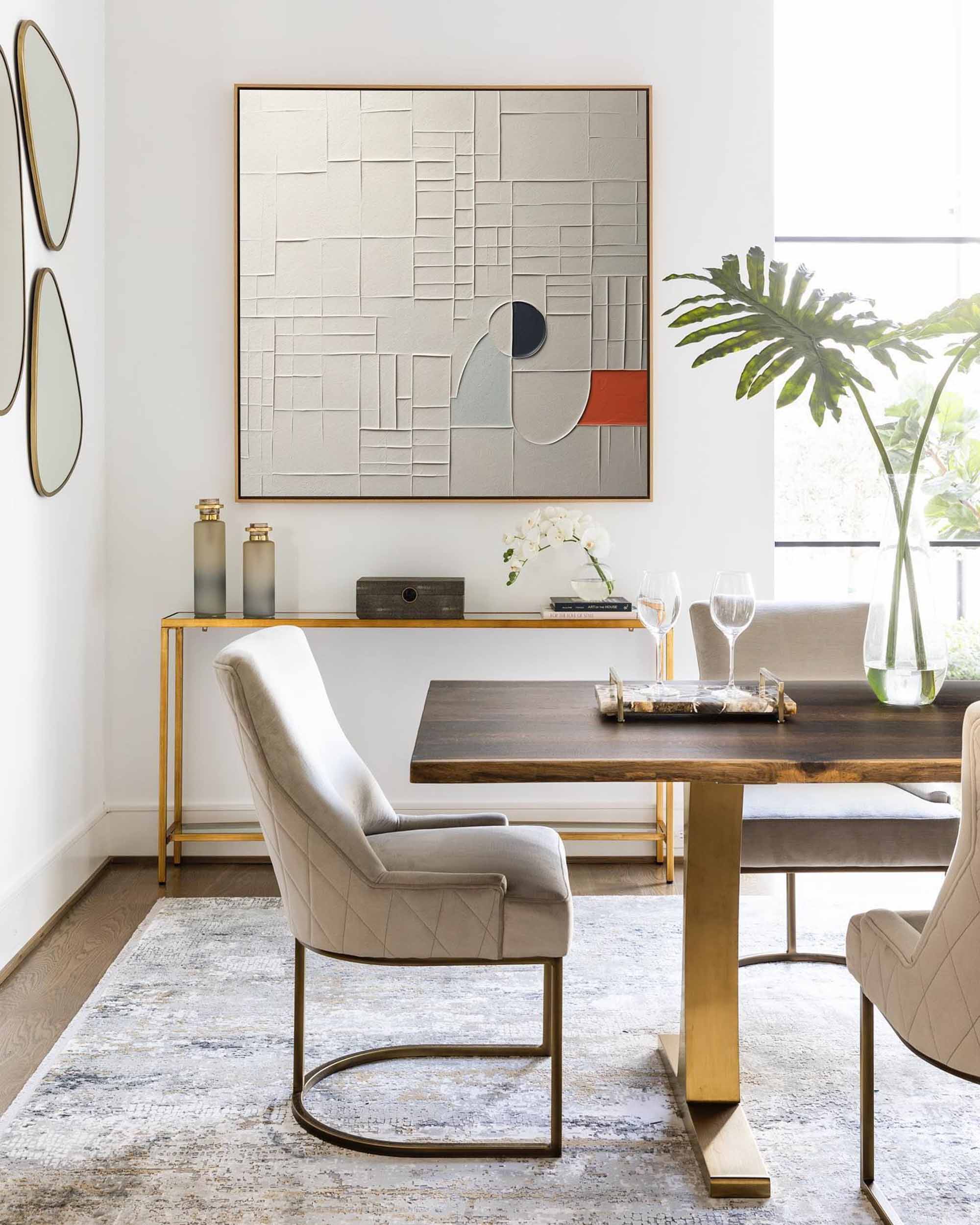 Modern Abstract Geometric Textured Oil Painting #JM89