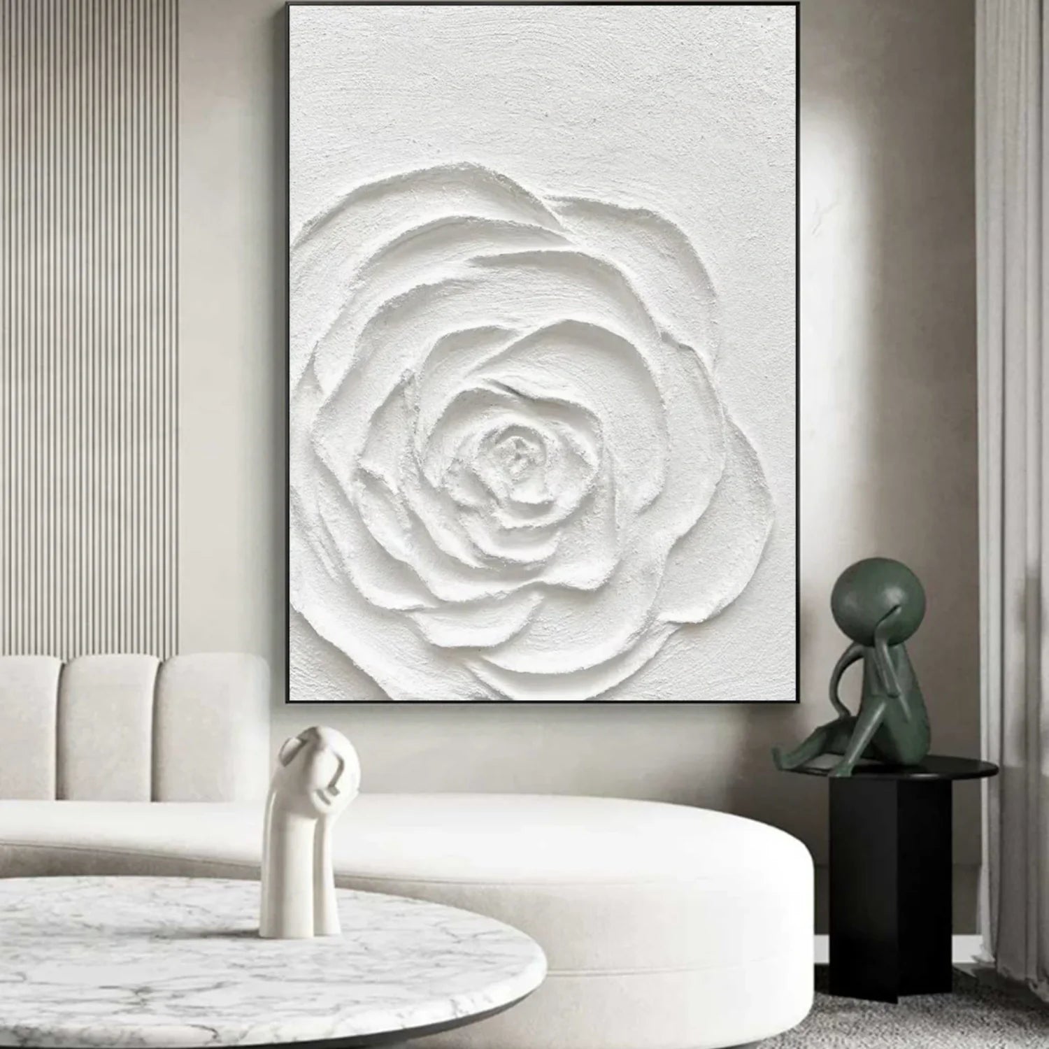 White Flower & Tree Abstract_Textured Wall Art #FT127