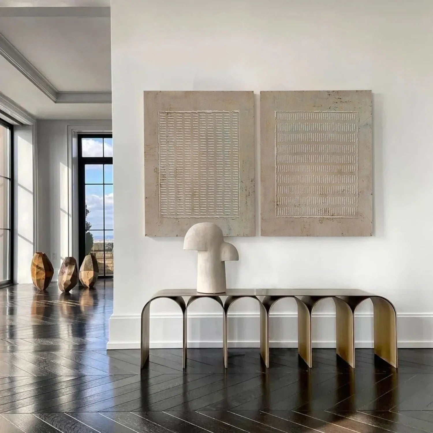 Beige and Brown Wabi Sabi Textured Canvas Art Set of 2 #WA641