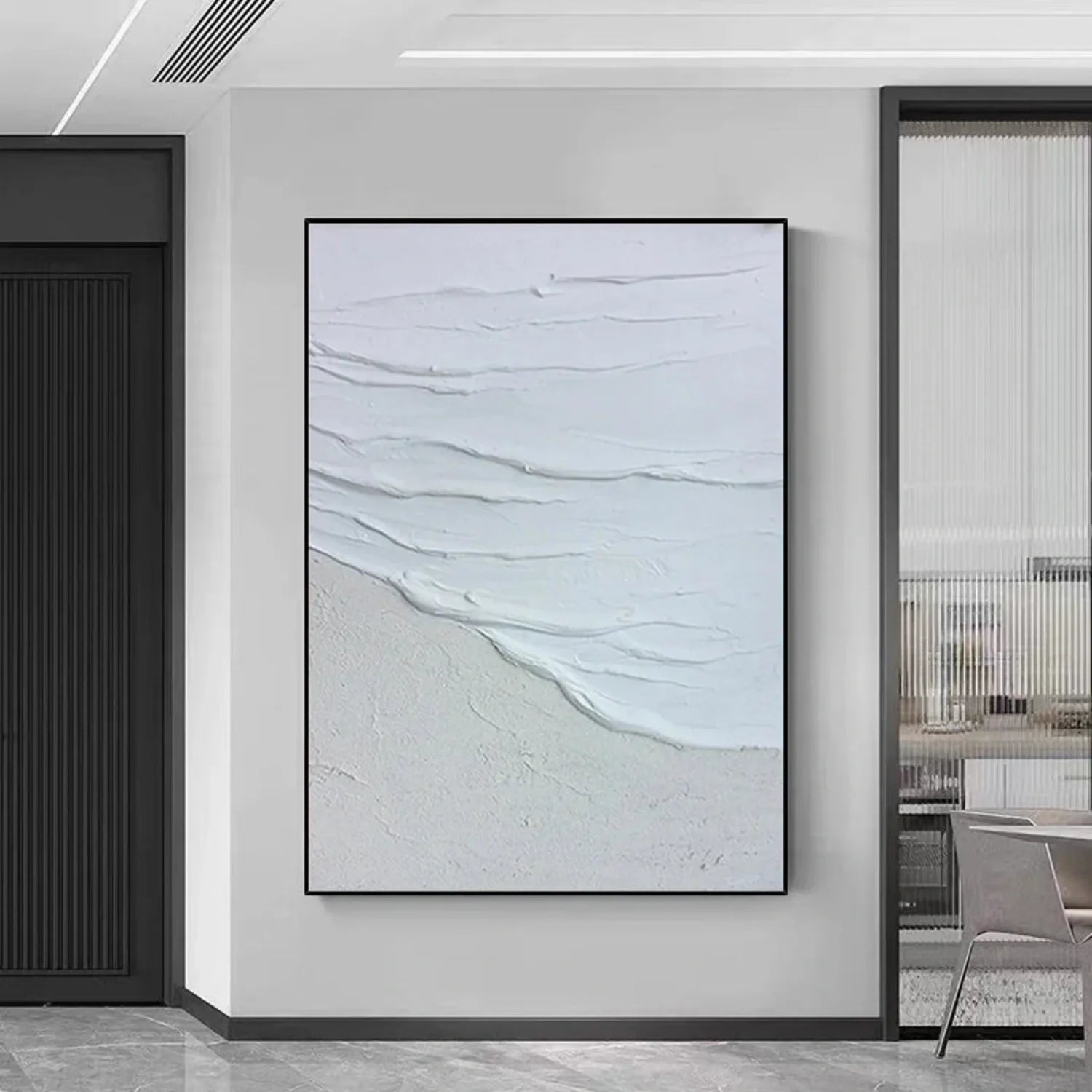 White Minimalist_Textured_Canvas Art #MD258