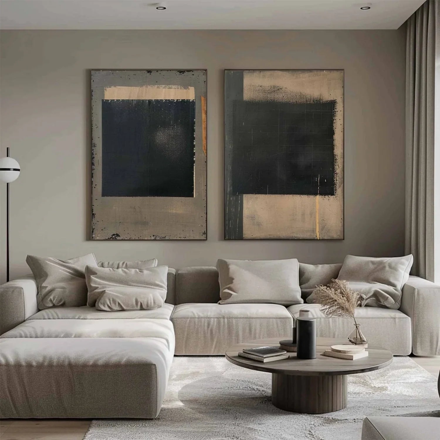 Black and Beige Wabi Sabi Canvas #WA475