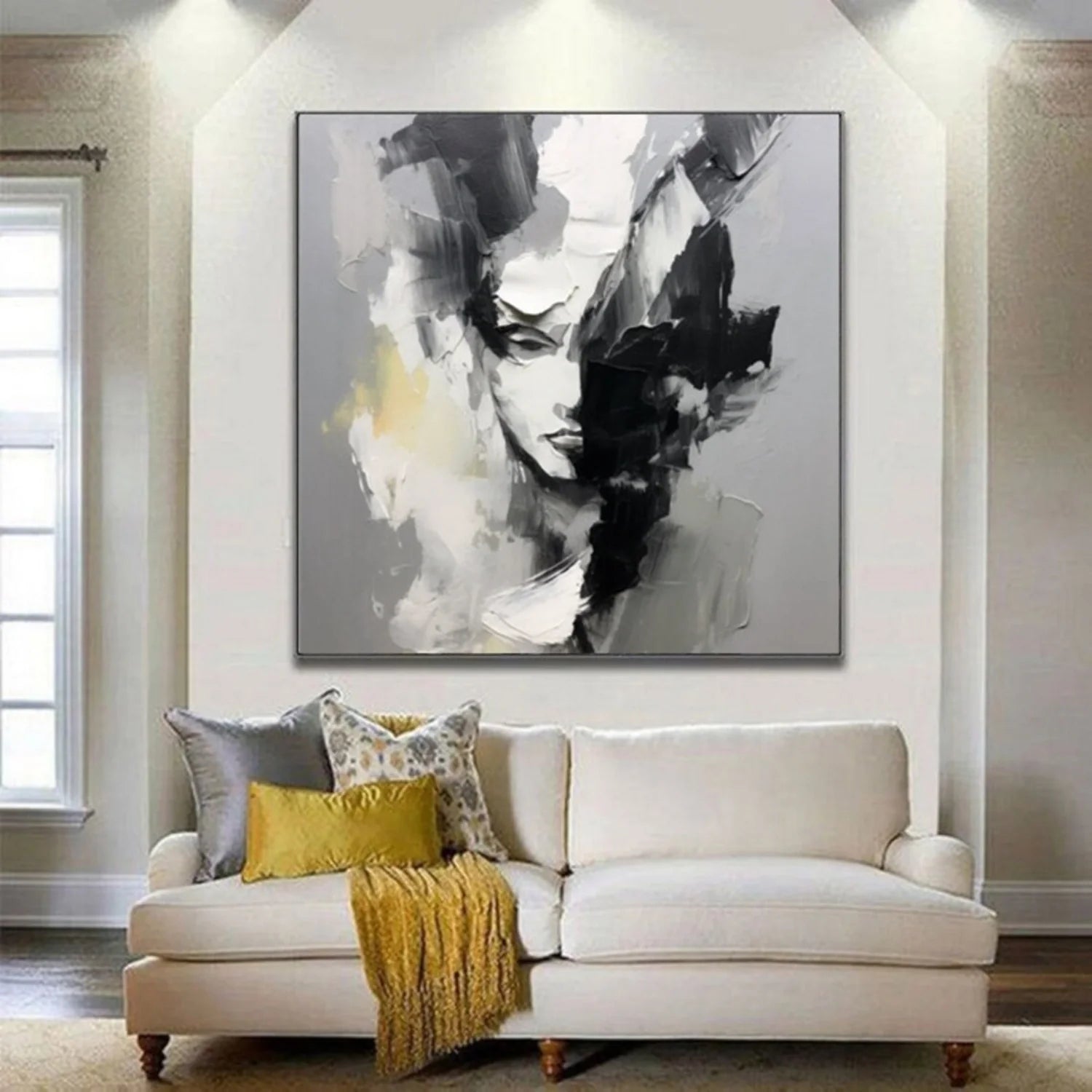 Abstract Portrait Black and White Painting #AB033
