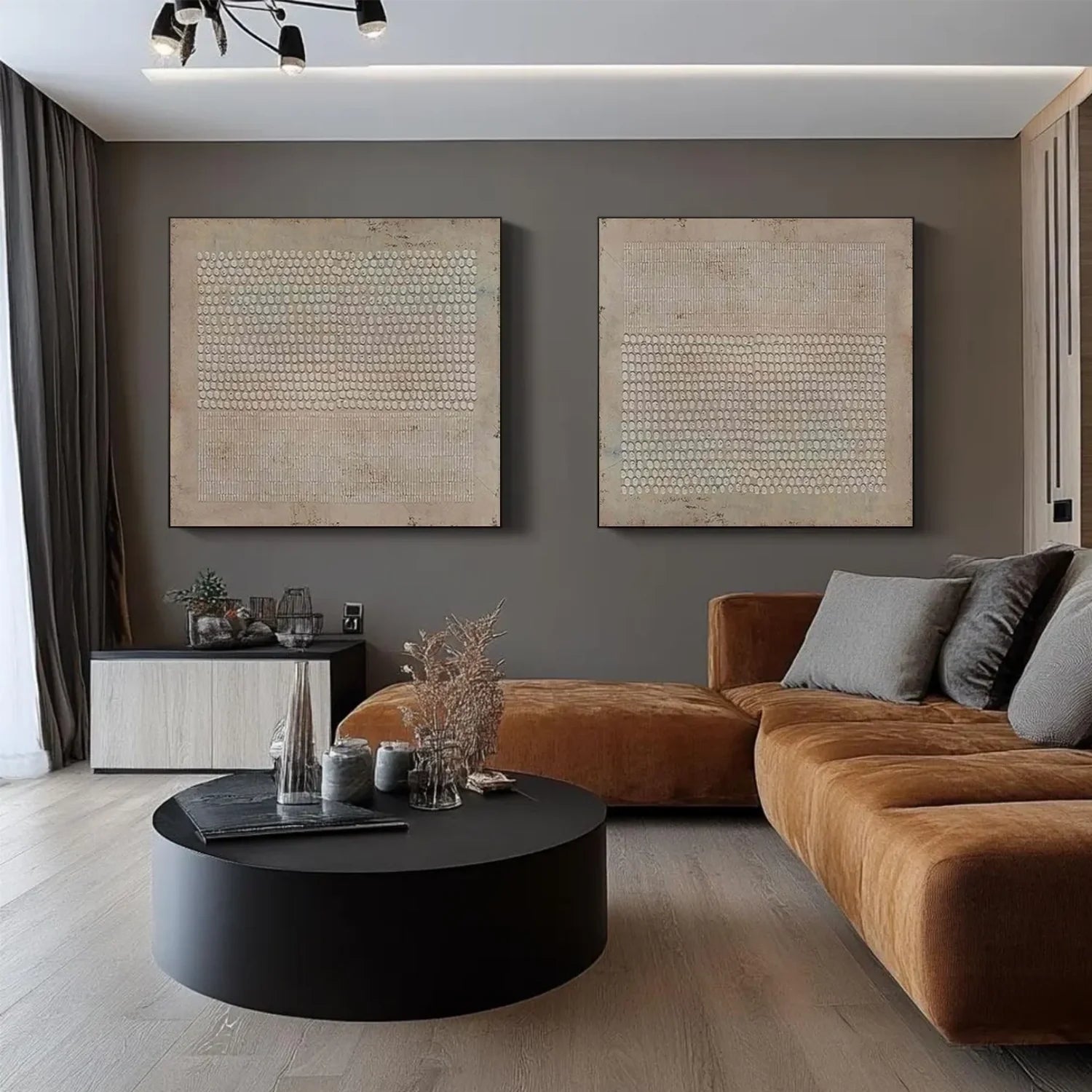 Beige and Brown Wabi Sabi Textured Canvas Art Set of 2 #WA637