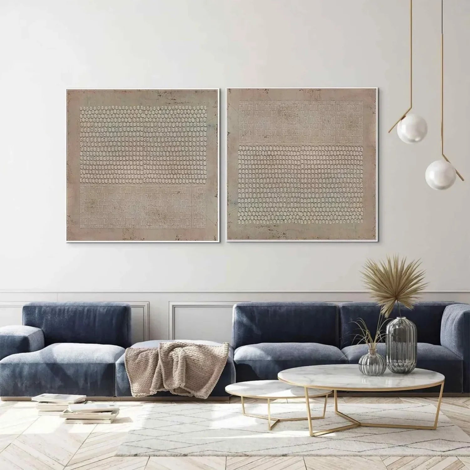 Beige and Brown Wabi Sabi Textured Canvas Art Set of 2 #WA637