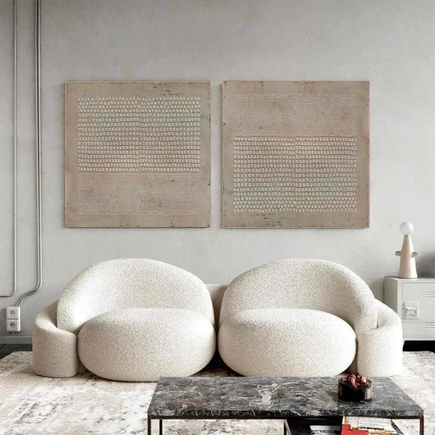 Beige and Brown Wabi Sabi Textured Canvas Art Set of 2 #WA637