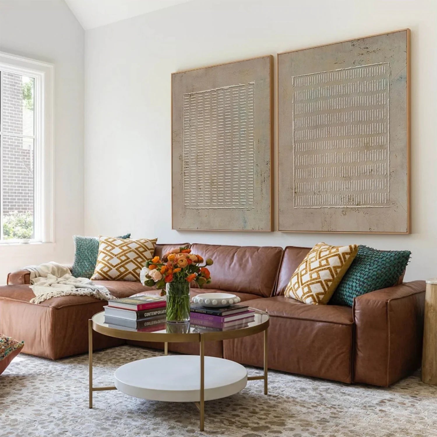 Beige and Brown Wabi Sabi Textured Canvas Art Set of 2 #WA641