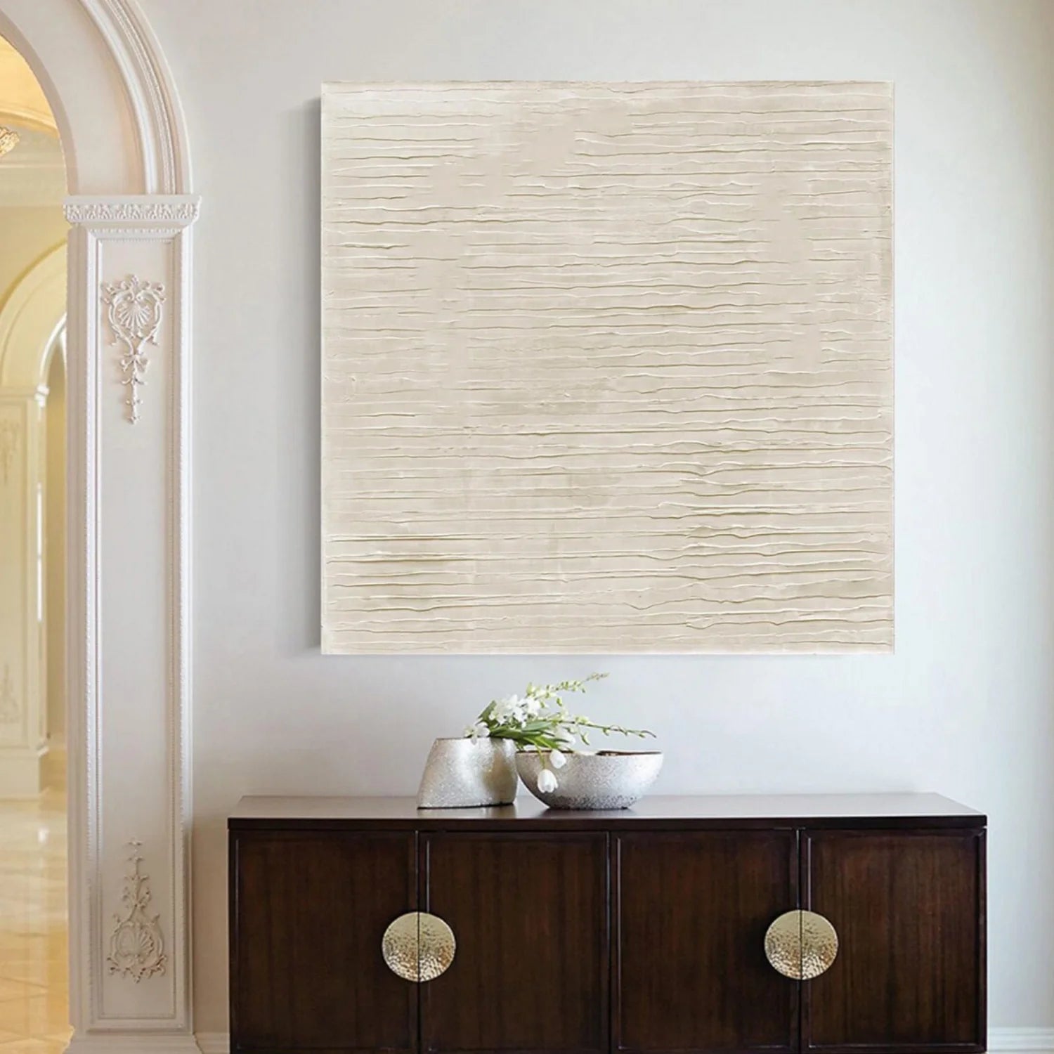 White Minimalistic Textured Art #MD252