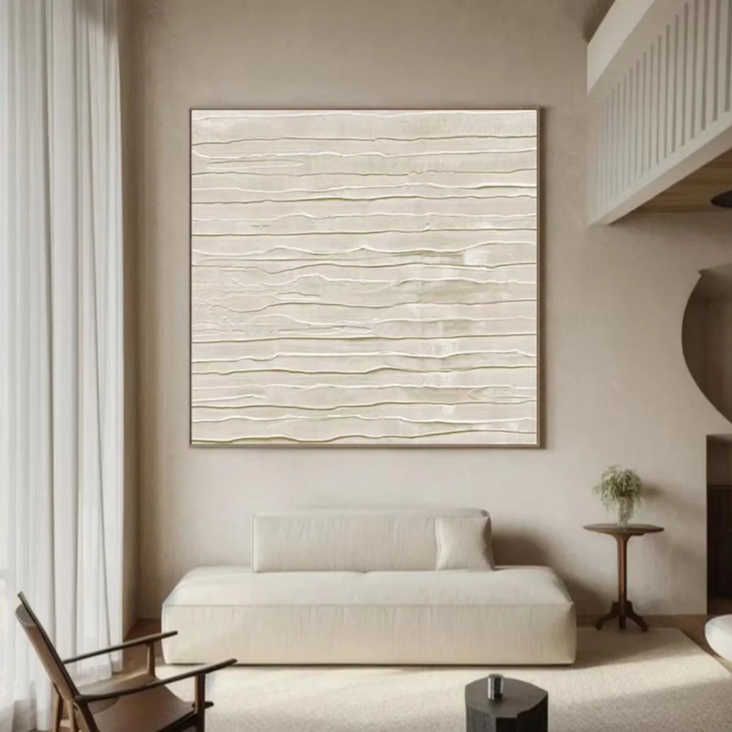 White Minimalistic Textured Art #MD253