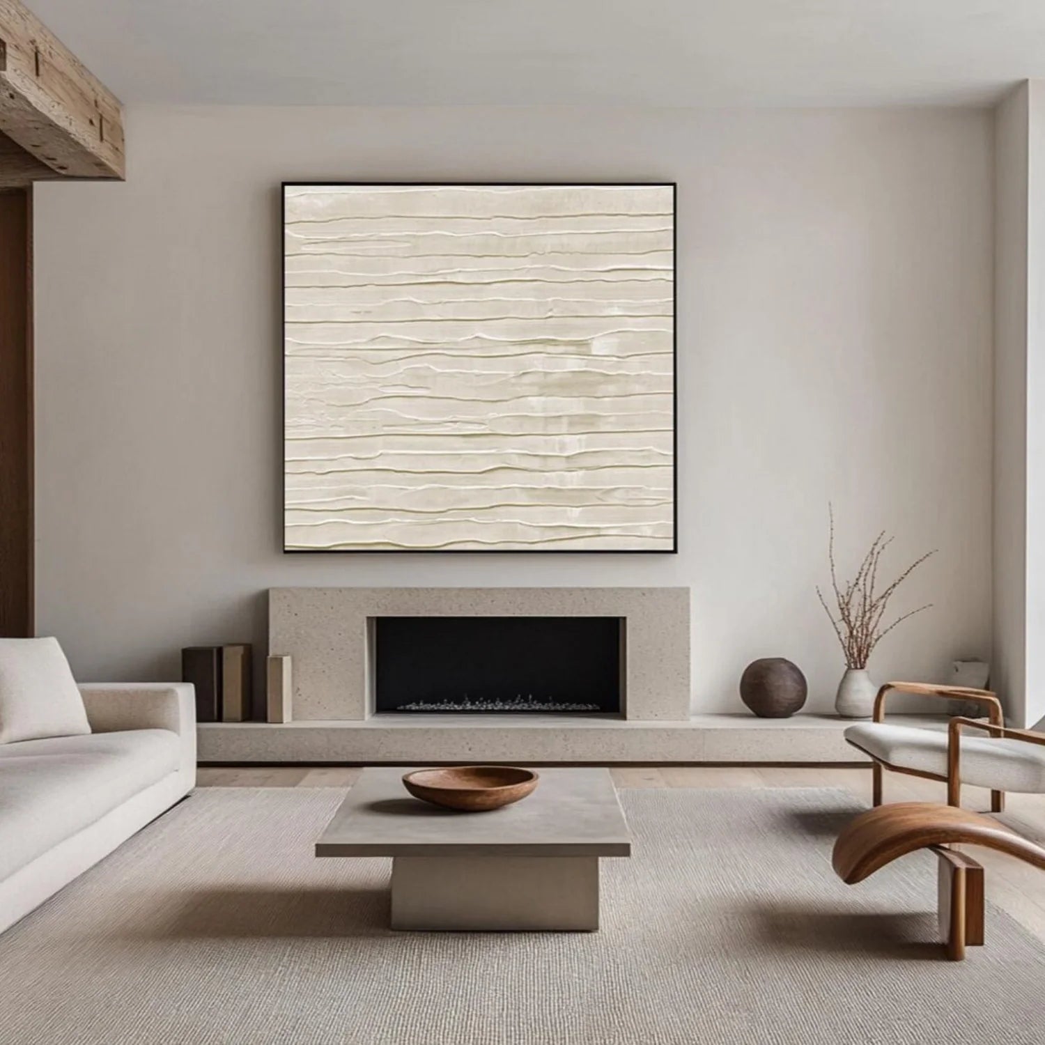 White Minimalistic Textured Art #MD253