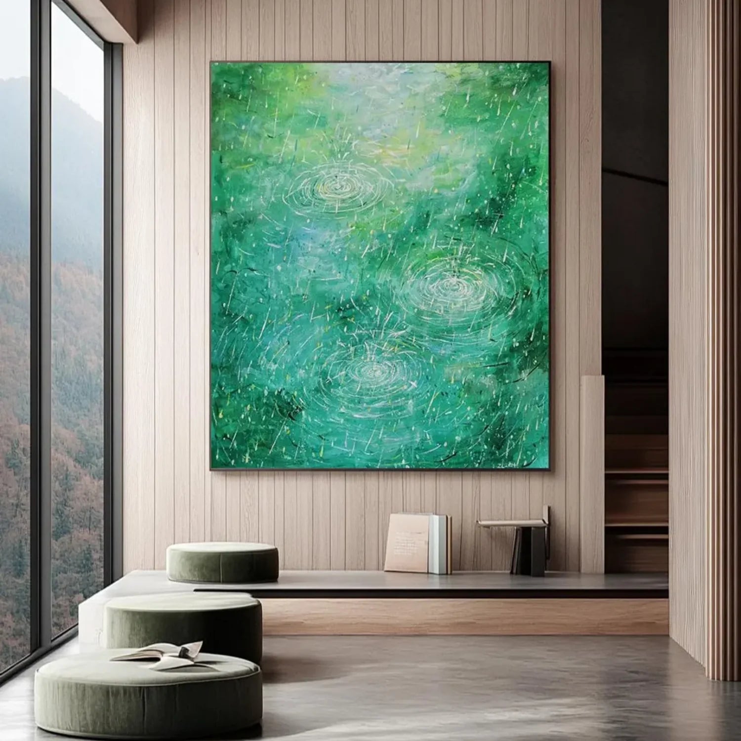 Green Abstract_Canvas Art #WA594