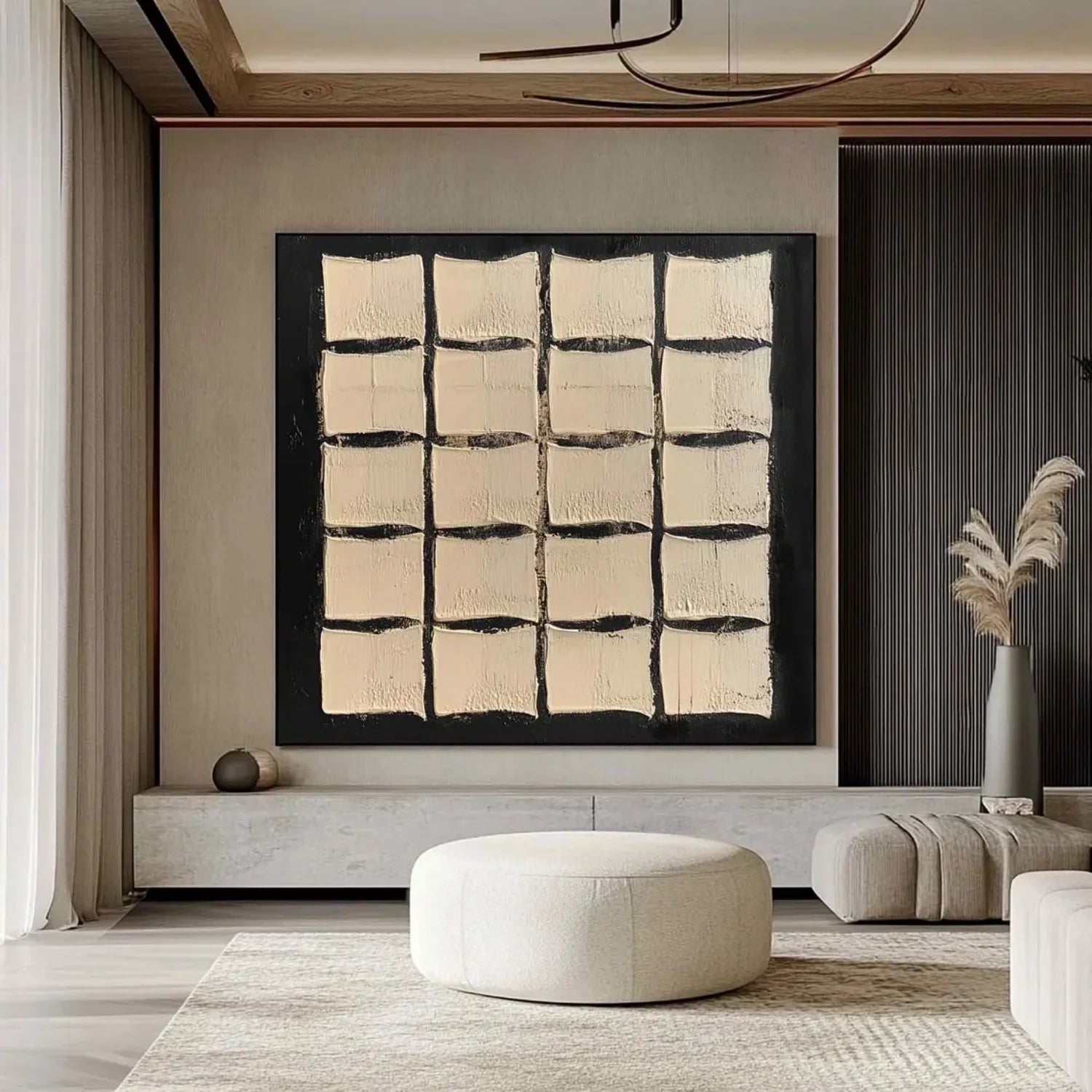 Black and Beige Wabi Sabi Textured Canvas #WA473