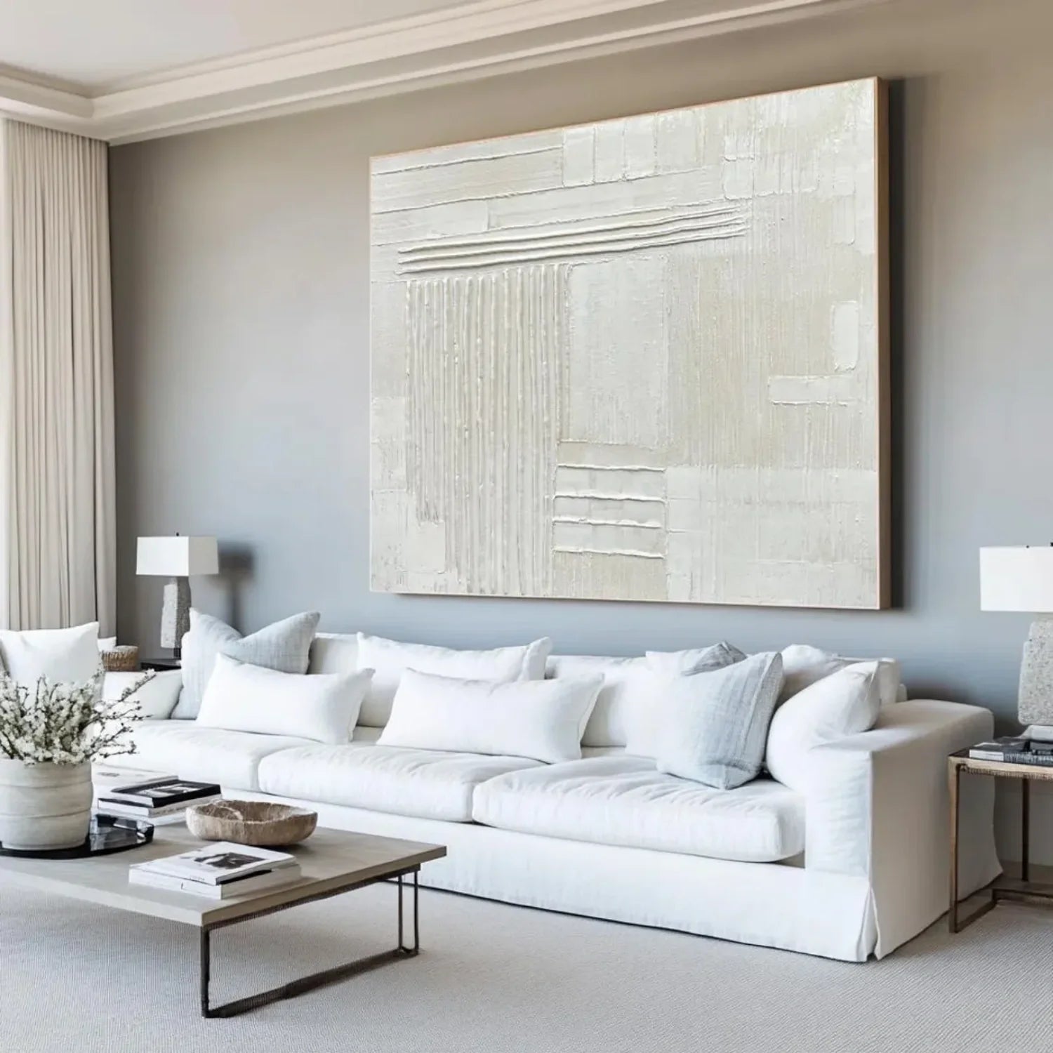 White Minimalistic Textured Art #MD254