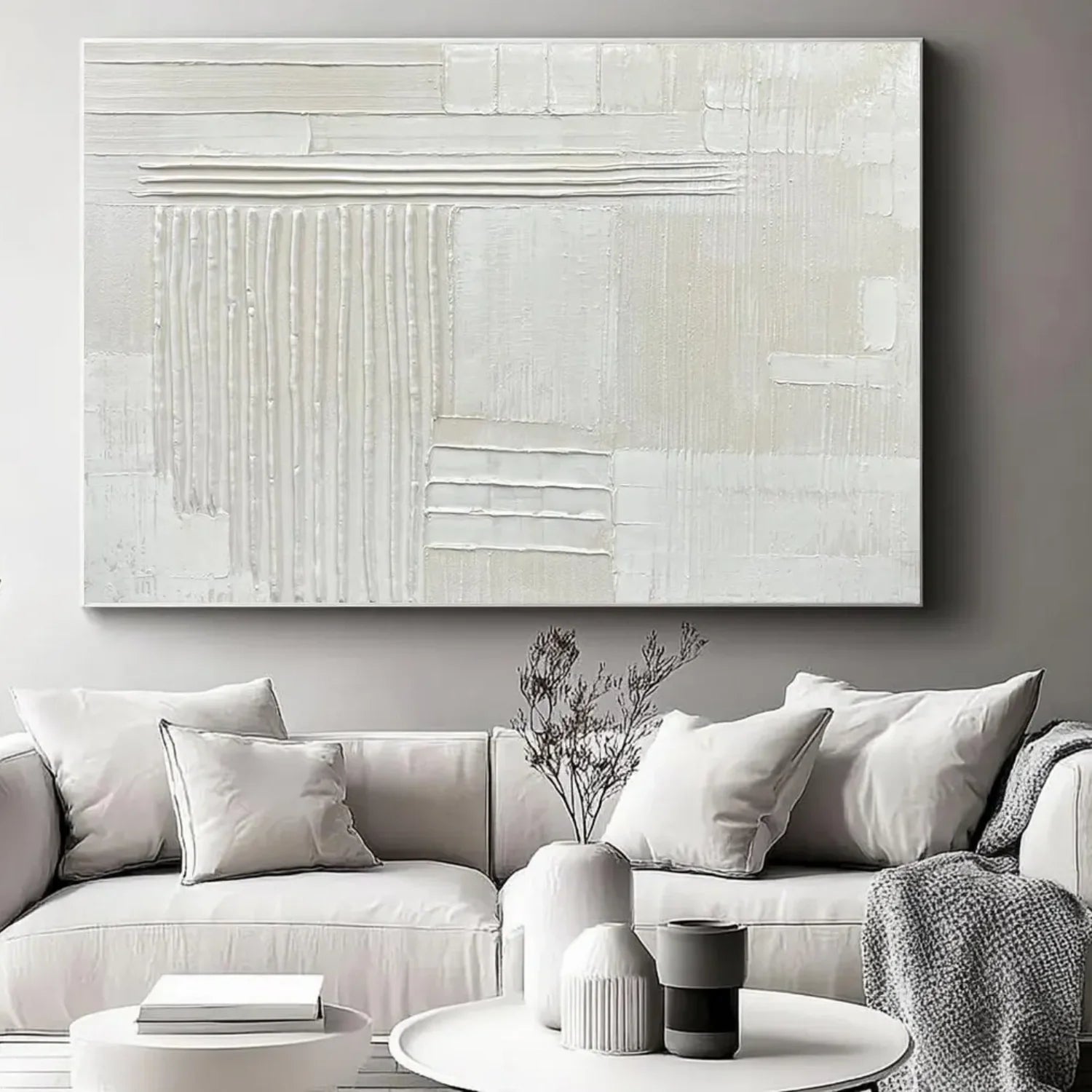 White Minimalistic Textured Art #MD254